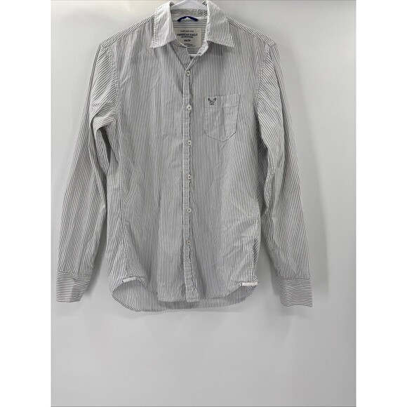 American Eagle Outfitters Other - American Eagle Button Up Shirt Mens XS Vintage Fit Long Sleeve Gray White Cotton
